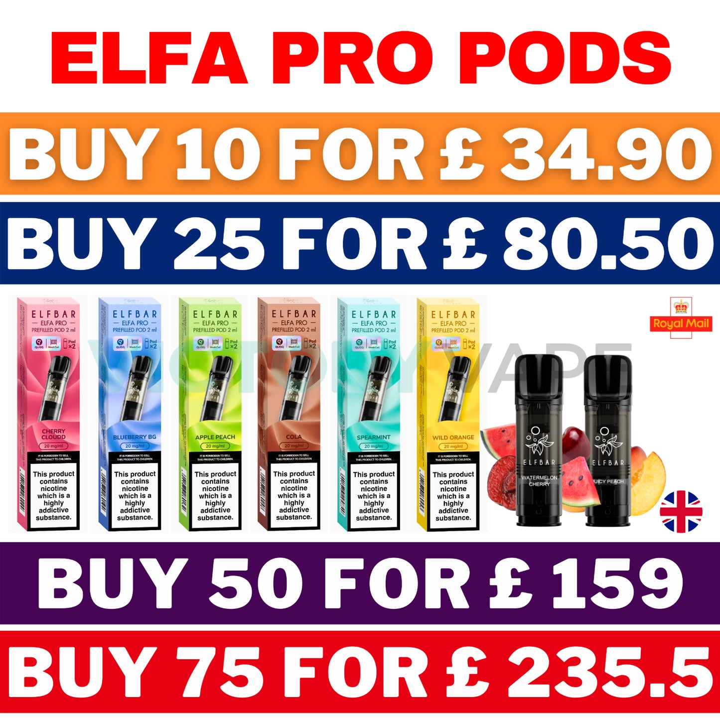 ELF BAR ELFA PRO PODS | Prefilled Replacement Pod | 2Ml 20Mg | E-Cig Pods 2 Pcs