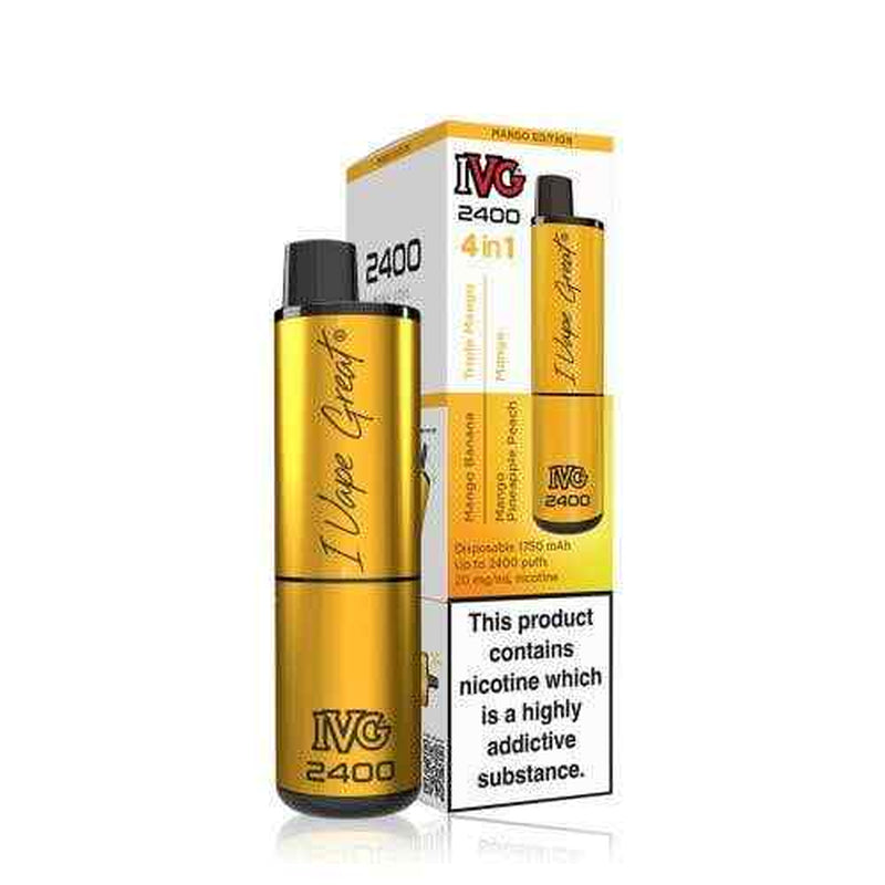 IVG 2400 Prefilled Pod Kit 4 in 1 Vape Pen 2400 Puffs E-Cig 20Mg Nic Salt 4X 2Ml