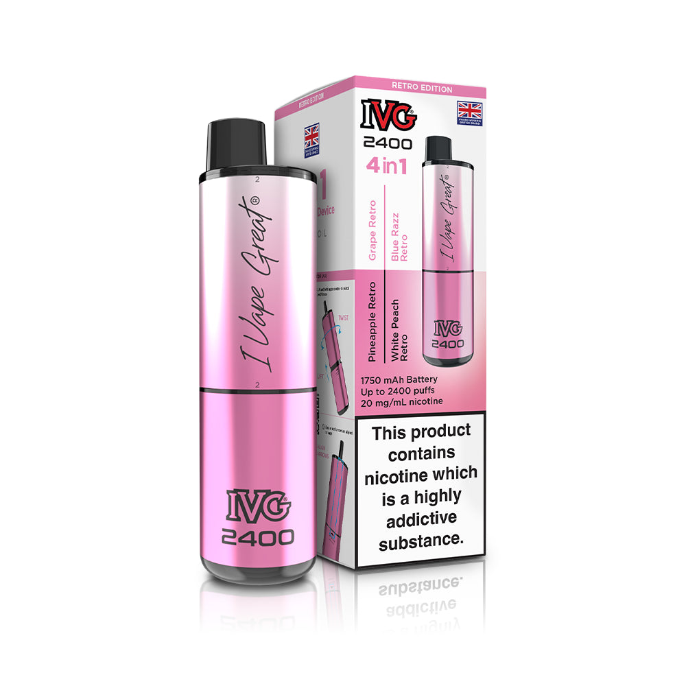 IVG 2400 Prefilled Pod Kit 4 in 1 Vape Pen 2400 Puffs E-Cig 20Mg Nic Salt 4X 2Ml