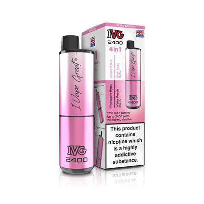 IVG 2400 Prefilled Pod Kit 4 in 1 Vape Pen 2400 Puffs E-Cig 20Mg Nic Salt 4X 2Ml