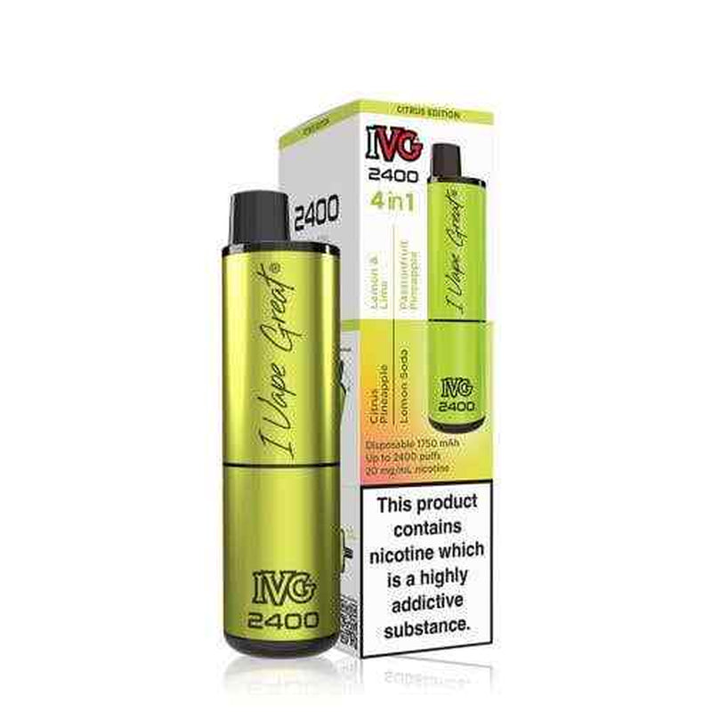 IVG 2400 Prefilled Pod Kit 4 in 1 Vape Pen 2400 Puffs E-Cig 20Mg Nic Salt 4X 2Ml