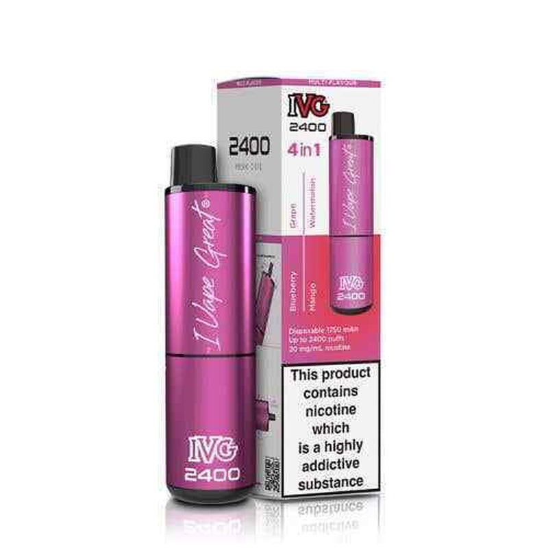 IVG 2400 Prefilled Pod Kit 4 in 1 Vape Pen 2400 Puffs E-Cig 20Mg Nic Salt 4X 2Ml