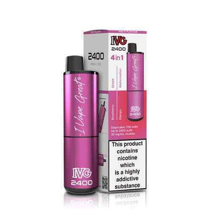 IVG 2400 Prefilled Pod Kit 4 in 1 Vape Pen 2400 Puffs E-Cig 20Mg Nic Salt 4X 2Ml