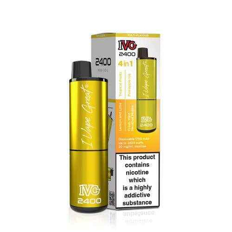 IVG 2400 Prefilled Pod Kit 4 in 1 Vape Pen 2400 Puffs E-Cig 20Mg Nic Salt 4X 2Ml
