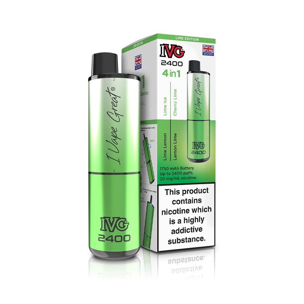 IVG 2400 Prefilled Pod Kit 4 in 1 Vape Pen 2400 Puffs E-Cig 20Mg Nic Salt 4X 2Ml