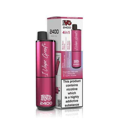IVG 2400 Prefilled Pod Kit 4 in 1 Vape Pen 2400 Puffs E-Cig 20Mg Nic Salt 4X 2Ml