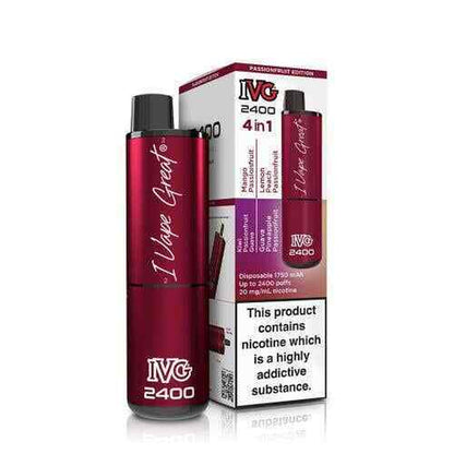 IVG 2400 Prefilled Pod Kit 4 in 1 Vape Pen 2400 Puffs E-Cig 20Mg Nic Salt 4X 2Ml