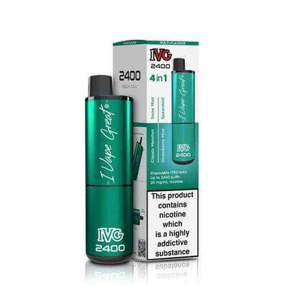 IVG 2400 Prefilled Pod Kit 4 in 1 Vape Pen 2400 Puffs E-Cig 20Mg Nic Salt 4X 2Ml