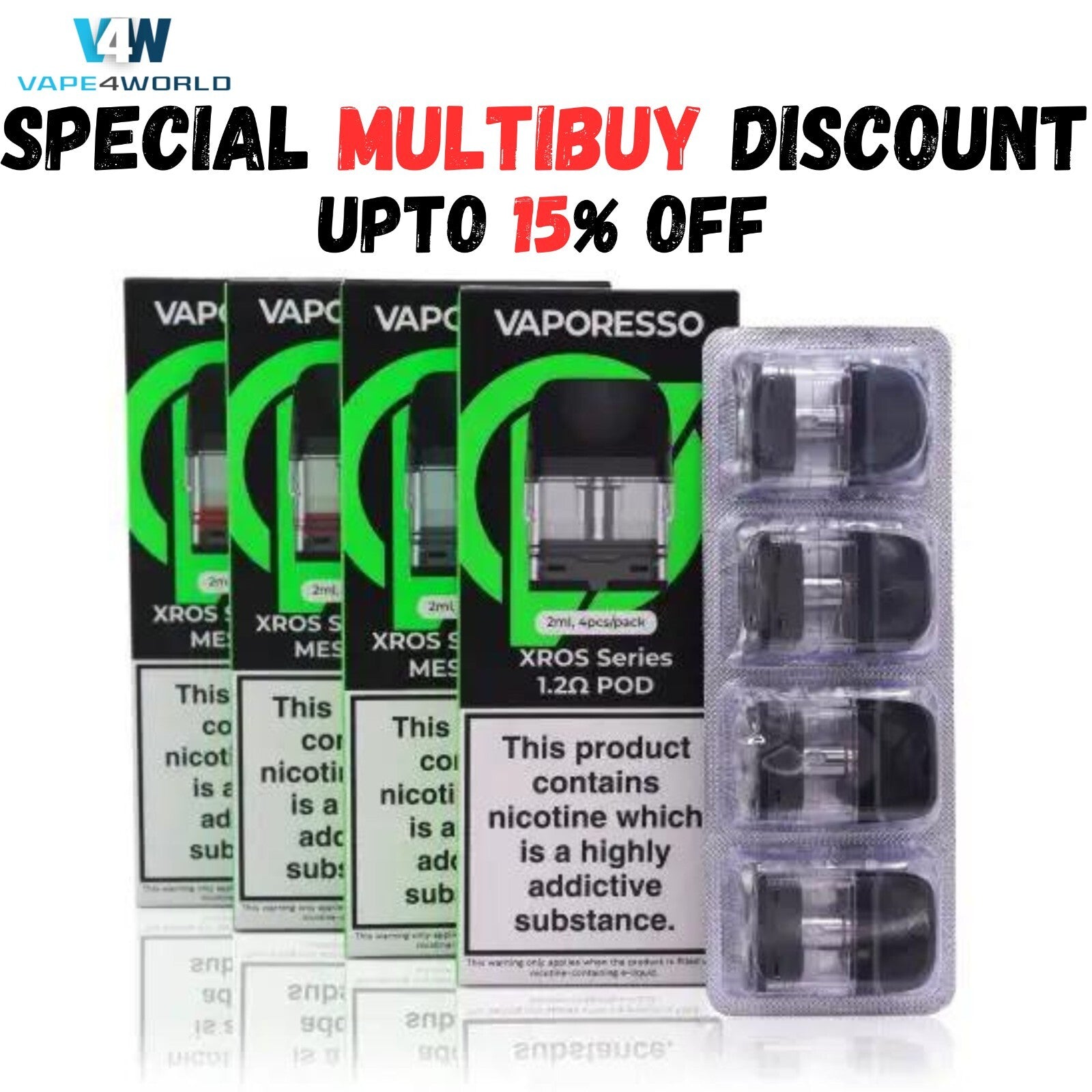 VAPORESSO XROS MINI - 3 Mini Replacement Pods 2Ml Top Fill 0.6 0.8 1.2 0.4 Ohm