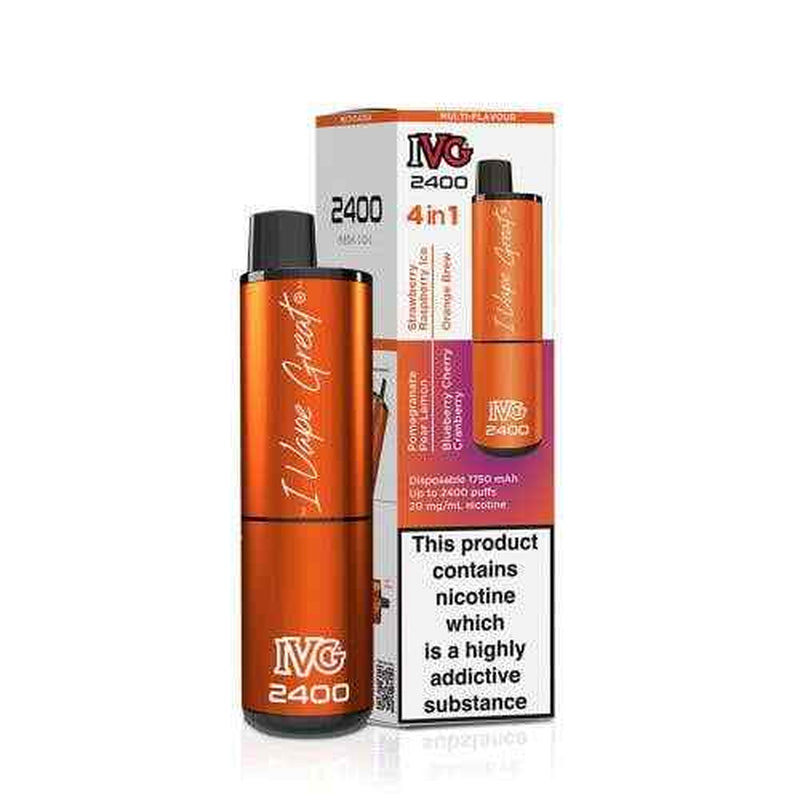 IVG 2400 Prefilled Pod Kit 4 in 1 Vape Pen 2400 Puffs E-Cig 20Mg Nic Salt 4X 2Ml