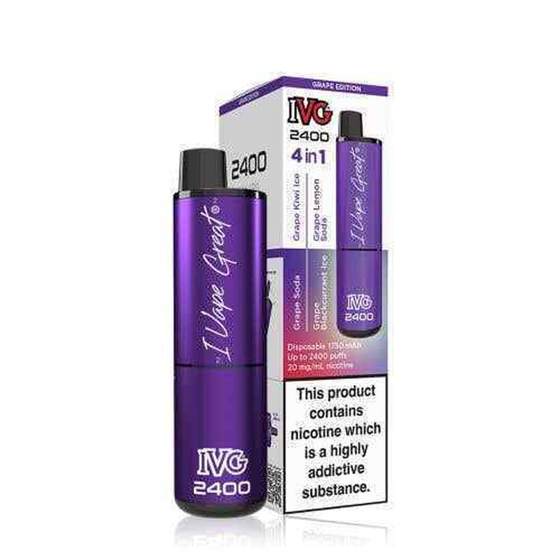 IVG 2400 Prefilled Pod Kit 4 in 1 Vape Pen 2400 Puffs E-Cig 20Mg Nic Salt 4X 2Ml