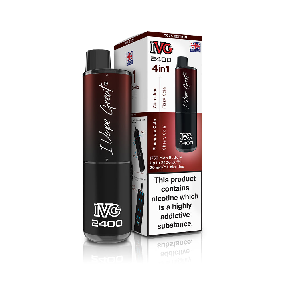 IVG 2400 Prefilled Pod Kit 4 in 1 Vape Pen 2400 Puffs E-Cig 20Mg Nic Salt 4X 2Ml