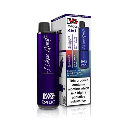 IVG 2400 Prefilled Pod Kit 4 in 1 Vape Pen 2400 Puffs E-Cig 20Mg Nic Salt 4X 2Ml
