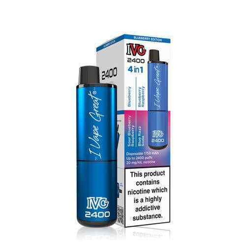 IVG 2400 Prefilled Pod Kit 4 in 1 Vape Pen 2400 Puffs E-Cig 20Mg Nic Salt 4X 2Ml