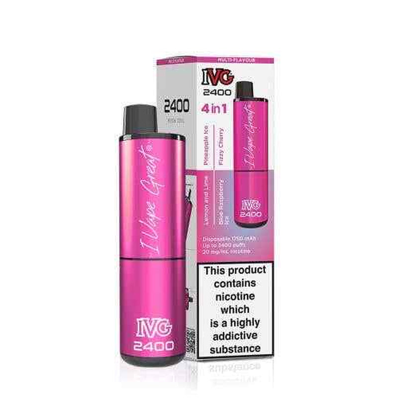 IVG 2400 Prefilled Pod Kit 4 in 1 Vape Pen 2400 Puffs E-Cig 20Mg Nic Salt 4X 2Ml